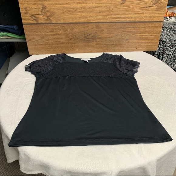 Jessica London black blouse size 14/16 sheer lace upper portion of top - Picture 9 of 9